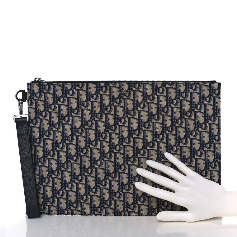 Authentic DIOR unisex Oblique A4 large pouch clutch wristlet MSRP 14” 10”